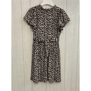 Loft Leopard Short Sleeve Dress XS